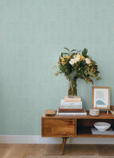 Caladesi Aqua by Chesapeake Linen Textured Chevron Non Woven Hybrid Unpasted Washable Wet Strippable Wallpaper Roll 20.5in x 33ft - 4192-13672