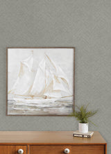 Caladesi Dark Grey by Chesapeake Linen Textured Chevron Non-Woven Washable Wallpaper from the Plaid and Stripe Collection - 4192-13674
