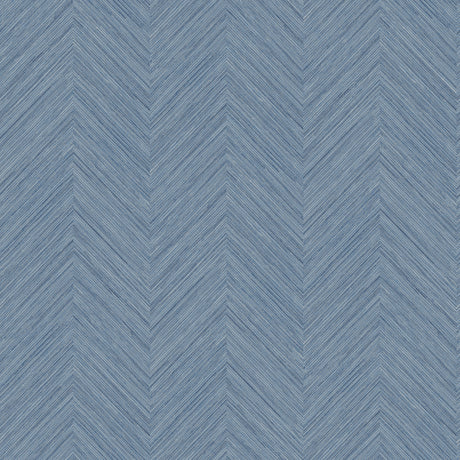 Caladesi Blue Linen Chevron Textured Wallpaper by Chesapeake - 4192-13678