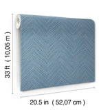 Caladesi Blue Linen Chevron Textured Unpasted Non Woven Hybrid Washable Modern Wallpaper by Chesapeake Plaid & Stripe Collection - 4192-13678