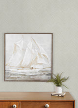 Caladesi Light Grey by Chesapeake Linen Chevron Textured Unpasted Non Woven Hybrid Wallpaper from the Plaid and Stripe Collection 4192-13679