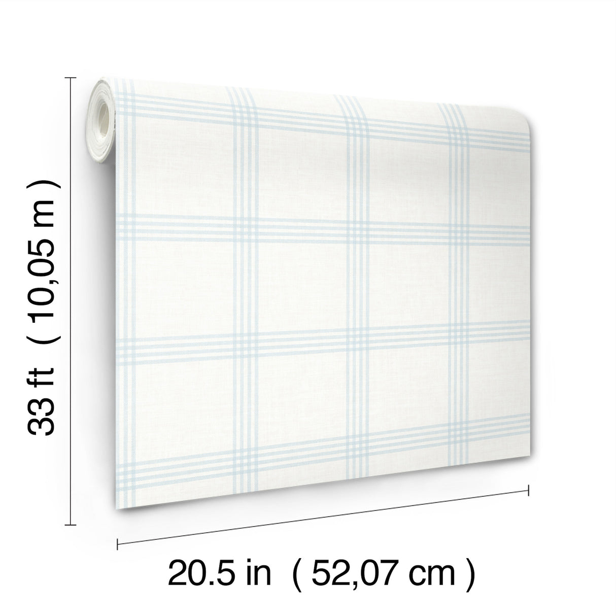 Twain Light Blue Plaid Wallpaper by Chesapeake, Farmhouse Plaid and Stripe Non Woven Unpasted Wallpaper, Washable and Strippable - 4192-24475