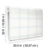 Twain Light Blue Plaid Wallpaper by Chesapeake, Farmhouse Plaid and Stripe Non Woven Unpasted Wallpaper, Washable and Strippable - 4192-24475