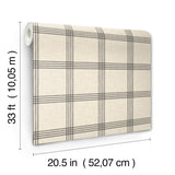 Twain Black Plaid by Chesapeake Farmhouse Linen Look Non Woven Unpasted Washable Strippable Wallpaper Roll 20.5 in x 33 ft - 4192-24479
