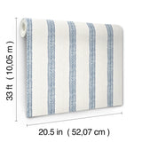 Mandevilla Blue by Chesapeake Plaid & Stripe Collection Vine Stripe Transitional Washable Strippable Unpasted Non Woven Wallpaper - 4192-27428