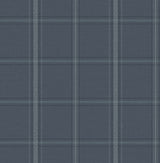 Auberge Dark Blue Windowpane Plaid Wallpaper by Chesapeake - 4192-27605