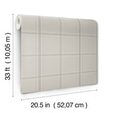 Auberge Taupe Embellished Windowpane Plaid Textured Non Woven Unpasted Washable Strippable Farmhouse Wallpaper by Chesapeake - 4192-27608