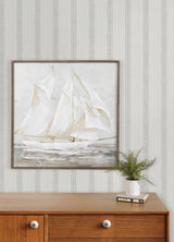 Mandevilla Light Blue and White Vine Stripe Textured Non Woven Unpasted Wallpaper by Chesapeake Plaid and Stripe Collection - 4192-27690