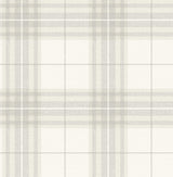 Cabin Check Grey Plaid Wallpaper by Chesapeake - SKU 4192-27693, a textured non woven plaid design in grey, beige and white