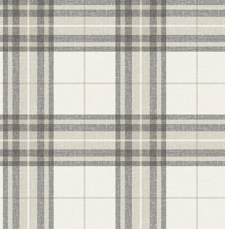 Cabin Check Charcoal Plaid Wallpaper by Chesapeake - 4192-27694