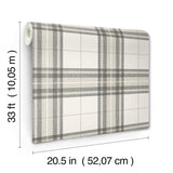 Cabin Check Charcoal Plaid Wallpaper by Chesapeake Farmhouse Textured Non Woven Unpasted Strippable Washable Great Britain Sidewall - 4192-27694