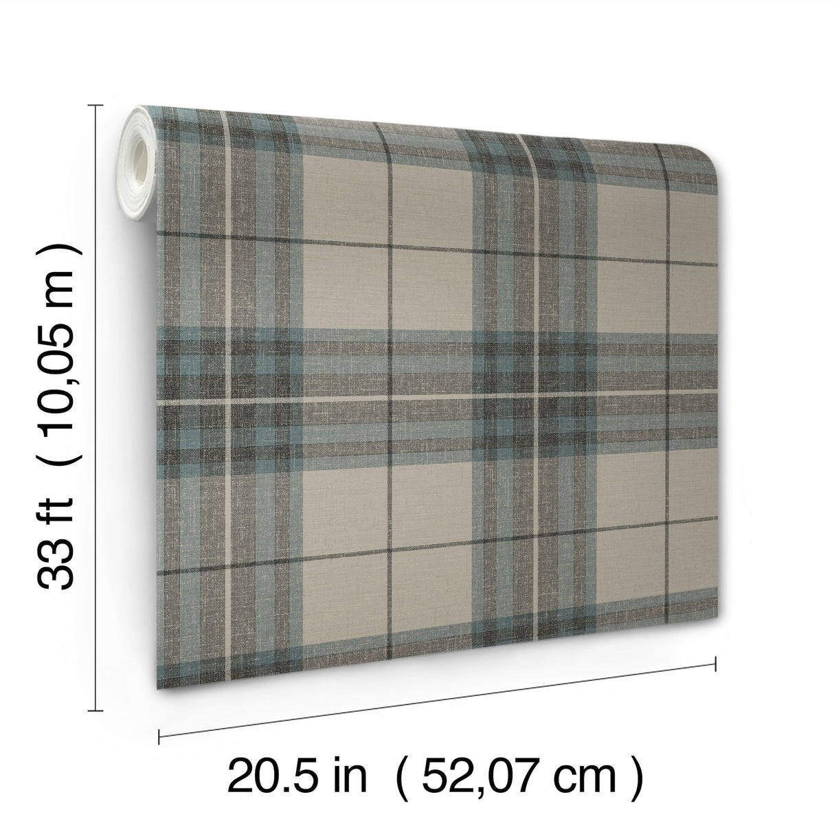 Cabin Check Teal Plaid by Chesapeake Farmhouse Textured Non Woven Wallpaper - Chesapeake 4192-27695