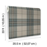 Cabin Check Teal Plaid by Chesapeake Farmhouse Textured Non Woven Wallpaper - Chesapeake 4192-27695