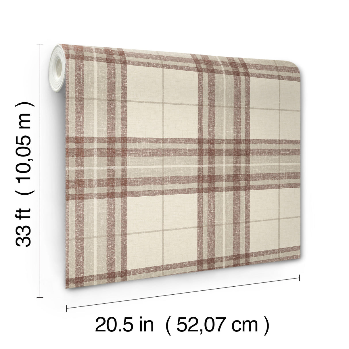 Cabin Check Rust by Chesapeake Plaid and Stripe Collection Farmhouse Textured Rust Red Plaid Non Woven Unpasted Wallpaper - 4192-27696
