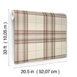Cabin Check Rust by Chesapeake Plaid and Stripe Collection Farmhouse Textured Rust Red Plaid Non Woven Unpasted Wallpaper - 4192-27696