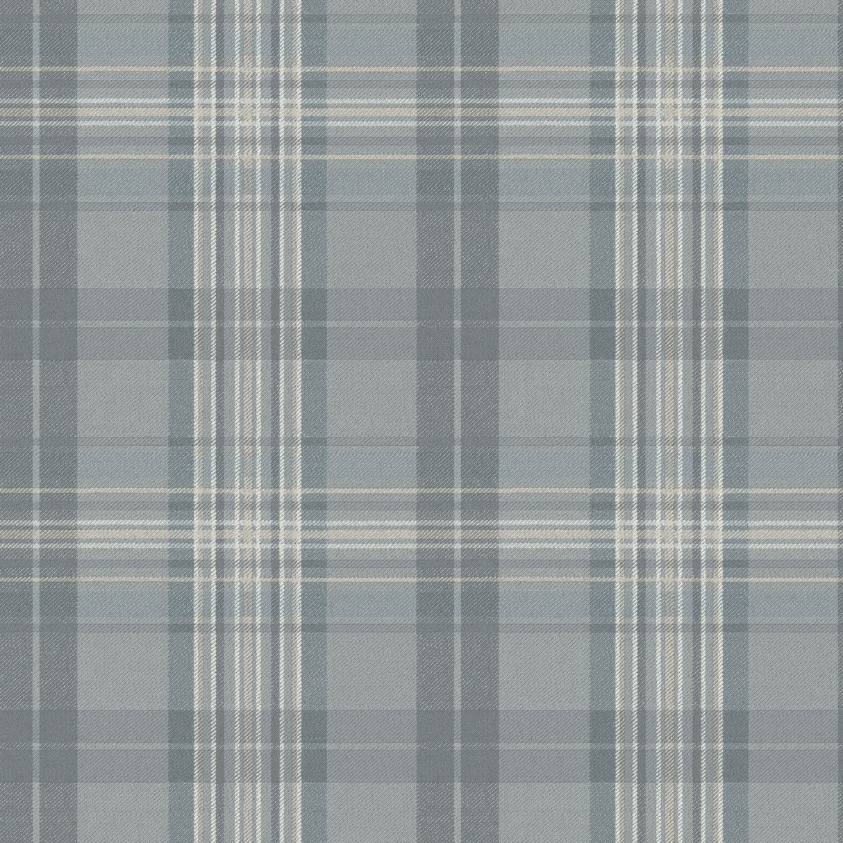 Austin Slate Plaid Wallpaper by Chesapeake - slate blue and white traditional plaid pattern with diagonal twill detailing