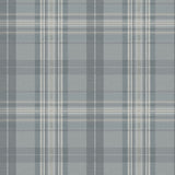 Austin Slate Plaid Wallpaper by Chesapeake - slate blue and white traditional plaid pattern with diagonal twill detailing