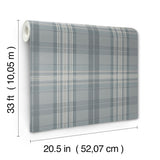 Austin Slate by Chesapeake Farmhouse Plaid and Stripe Collection Non Woven Hybrid Unpasted Washable Traditional Plaid Wallpaper - 4192-330214