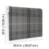 Austin Charcoal by Chesapeake Farmhouse Traditional Plaid Non Woven Hybrid Unpasted Sidewall Wallpaper Roll 20.5 in x 33 ft - 4192-330215