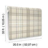 Austin Beige Plaid Wallpaper in Beige, Grey and White by Chesapeake Farmhouse Non Woven Hybrid Plaid & Stripe Collection - 4192-330216