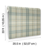 Austin Sage Plaid Wallpaper in Sage, Moss, and Teal by Chesapeake - 4192-330217