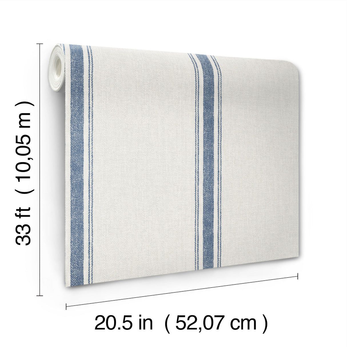 Linette Blue Fabric Stripe Wallpaper by Chesapeake Prepasted Washable Strippable Non Woven Hybrid Country Stripe Wallpaper - 4192-70067