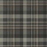 Dutton Plaid Charcoal Flannel Wallpaper by Chesapeake - Traditional Plaid Pattern in Charcoal, Grey, and Rust