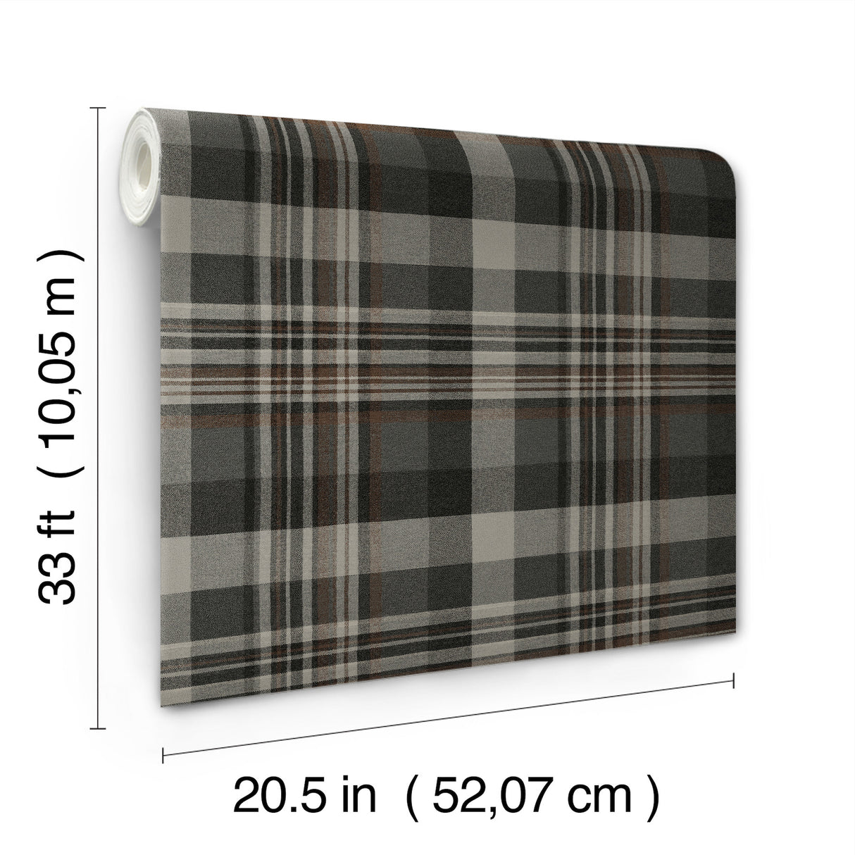 Dutton Plaid Charcoal Flannel by Chesapeake Prepasted Easy Walls Traditional Plaid Flannel Textured Washable Wallpaper - Chesapeake 4192-72632
