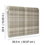 Dutton Plaid Light Brown Flannel Wallpaper by Chesapeake Traditional Plaid Stripe - Chesapeake 4192-72633