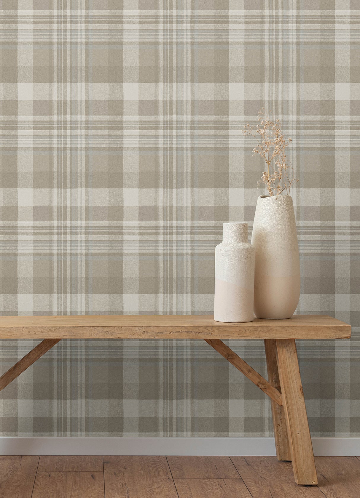 Dutton Plaid Light Brown Flannel Wallpaper by Chesapeake Traditional Plaid Stripe - Chesapeake 4192-72633