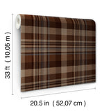 Dutton Plaid Rust Flannel Wallpaper Brown and Rust Plaid by Chesapeake Traditional Prepasted Easy Walls Wallpaper - 4192-72636