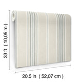 Calvados Turquoise Linen Stripe by Chesapeake Farmhouse Style Prepasted Non Woven Hybrid Stripe Wallpaper 20.5 in x 33 ft Roll - 4192-83122