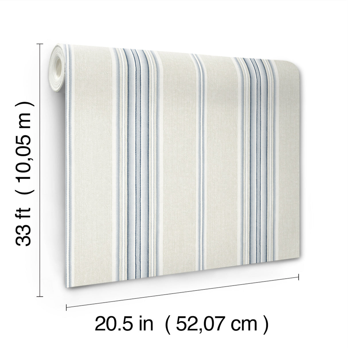 Calvados Blue Linen Stripe by Chesapeake Farmhouse Prepasted Sidewall Wallpaper - Chesapeake 4192-83123
