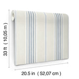 Calvados Blue Linen Stripe by Chesapeake Farmhouse Prepasted Sidewall Wallpaper - Chesapeake 4192-83123