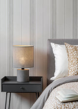 Calvados Grey Linen Stripe Wallpaper by Chesapeake Farmhouse Stripes Plaid and Stripe Collection Prepasted Non Woven Hybrid - 4192-83124