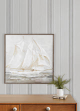 Calvados Grey Linen Stripe Wallpaper by Chesapeake Farmhouse Stripes Plaid and Stripe Collection Prepasted Non Woven Hybrid - 4192-83124