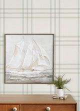 Fletcher Aqua Plaid by Chesapeake Farmhouse Windowpane Plaid Non Woven Hybrid Prepasted Easy Walls Strippable Wallpaper - 4192-83400