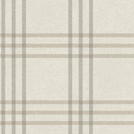 Fletcher Grey Plaid Farmhouse Wallpaper in Smokey Grey by Chesapeake - 4192-83401