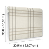 Fletcher Grey Plaid Farmhouse Windowpane Prepasted Easy Walls Non Woven Hybrid Washable Strippable Wallpaper by Chesapeake - 4192-83401