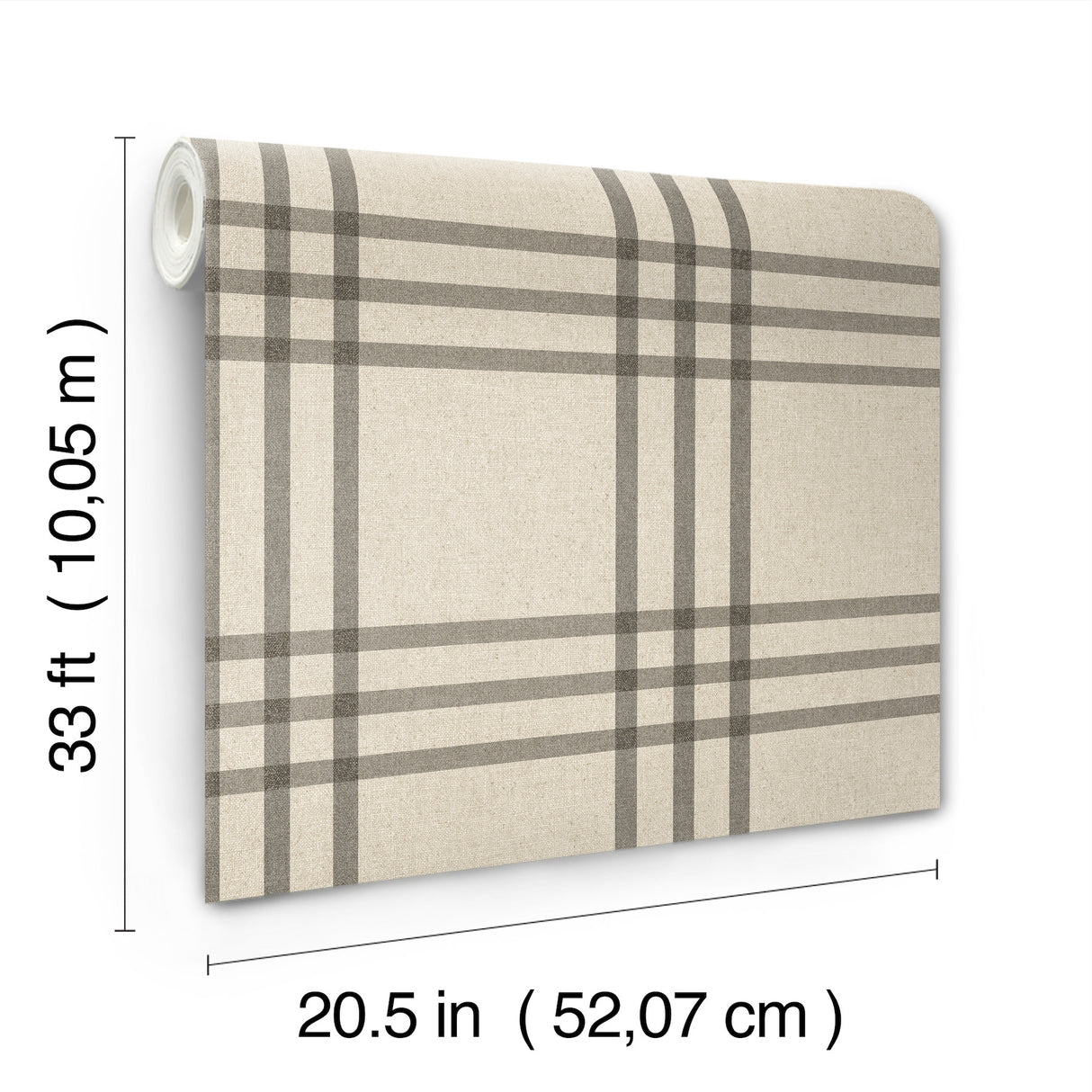 Fletcher Black by Chesapeake Farmhouse Windowpane Plaid Prepasted Easy Walls Non Woven Hybrid Washable Strippable Wallpaper - 4192-83403