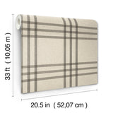 Fletcher Black by Chesapeake Farmhouse Windowpane Plaid Prepasted Easy Walls Non Woven Hybrid Washable Strippable Wallpaper - 4192-83403