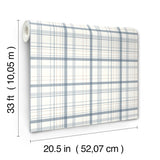 Burgess Blue Plaid Farmhouse Prepasted Non-Woven Hybrid Straight Match Washable Strippable Wallpaper by Chesapeake - 4192-83406
