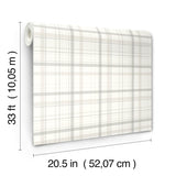 Burgess Light Grey Plaid by Chesapeake Farmhouse Plaid and Stripe Prepasted Non Woven Hybrid Easy Walls Washable Wallpaper - 4192-83407