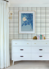 Burgess Charcoal Plaid by Chesapeake Prepasted Non-Woven Hybrid Farmhouse Plaid Wallpaper from the Plaid & Stripe Collection - 4192-83409
