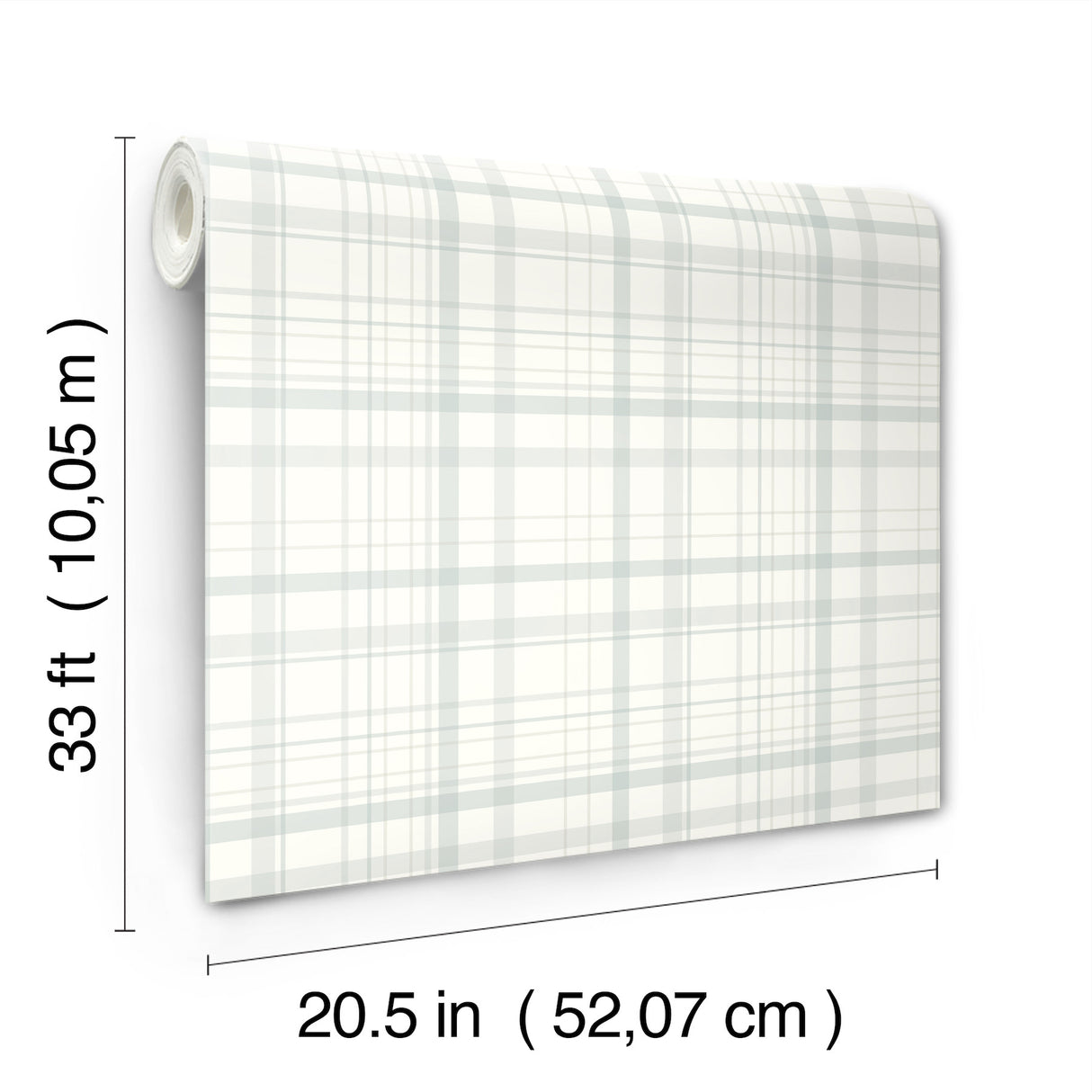 Burgess Light Blue Plaid by Chesapeake Farmhouse Prepasted Non Woven Hybrid Washable and Strippable Wallpaper Roll - 4192-83410