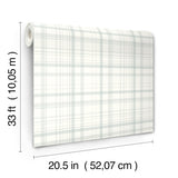 Burgess Light Blue Plaid by Chesapeake Farmhouse Prepasted Non Woven Hybrid Washable and Strippable Wallpaper Roll - 4192-83410