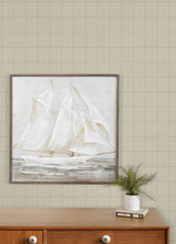 Prescott Taupe Glen Check Prepasted Non Woven Hybrid Washable Strippable Sidewall Wallpaper by Chesapeake Plaid and Stripe Collection - 4192-83414