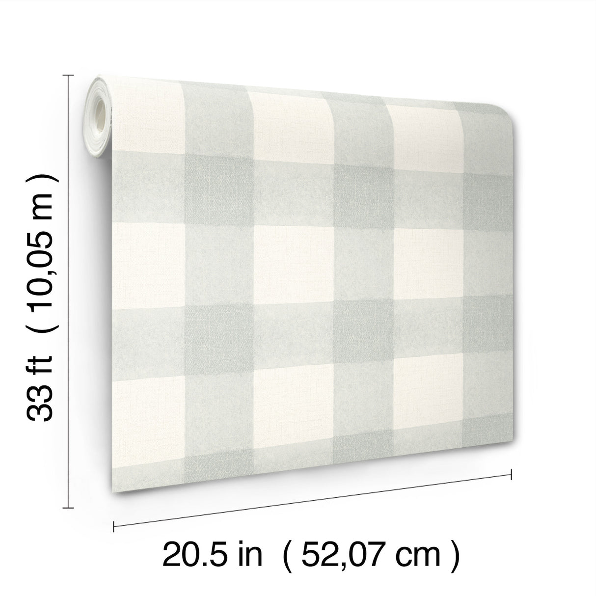 Thorpe Aqua and White Large Scale Buffalo Check Plaid by Chesapeake Farmhouse Americana Prepasted Non-Woven Hybrid Wallpaper Roll - 4192-83419