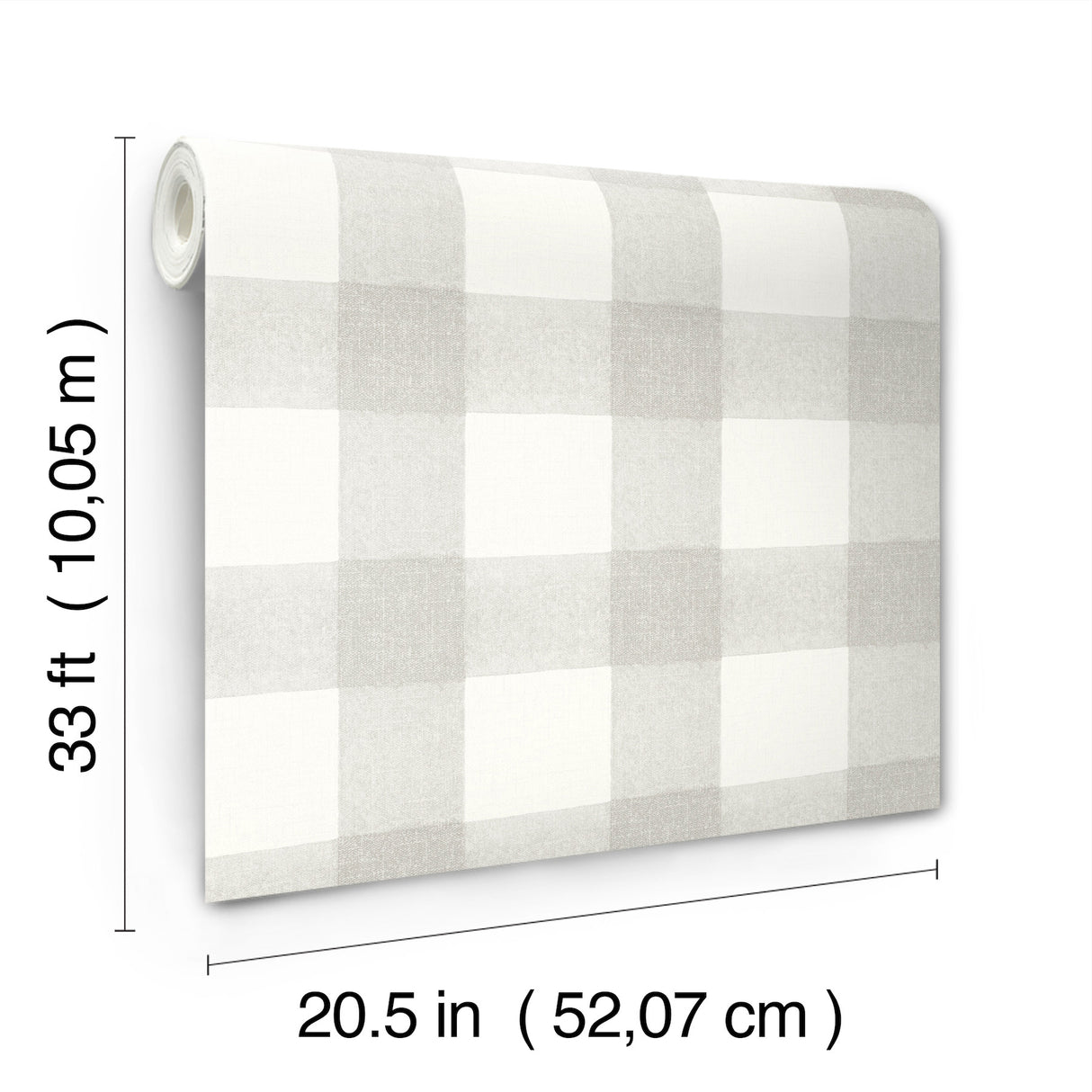 Thorpe Light Grey and White by Chesapeake Prepasted Non Woven Hybrid Farmhouse Buffalo Check Plaid Wallpaper - Chesapeake 4192-83422