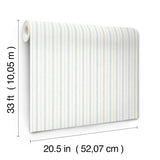 Harville Light Blue Double Stripe Prepasted Easy Walls Washable Strippable Farmhouse Wallpaper by Chesapeake Plaid & Stripe - 4192-83426